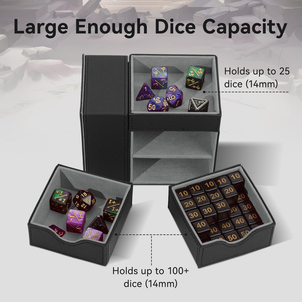 Stepane storage drawers organize dice, tokens, and accessories neatly.