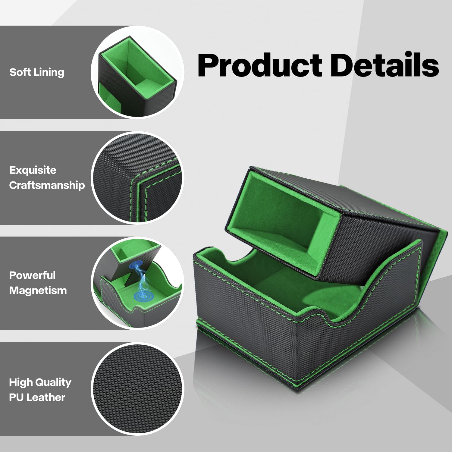 Stepane premium PU leather exterior and velvet interior protect dice surfaces.