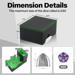 Stepane Dice Roller Tower two-tier interior keeps rolling area organized.