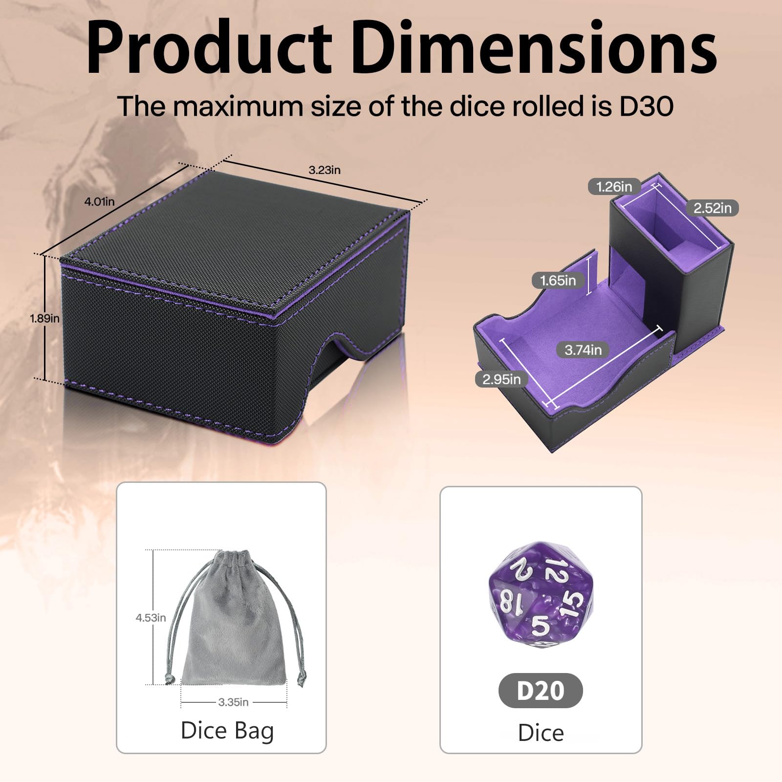 Stepane magnet closure ensures secure transport of the dice box.
