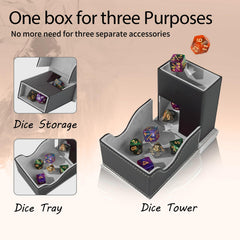 Stepane dice tower open tray with velvet interior protects dice