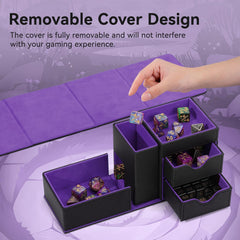 Stepane dice box magnetic closure secures lid during transport.