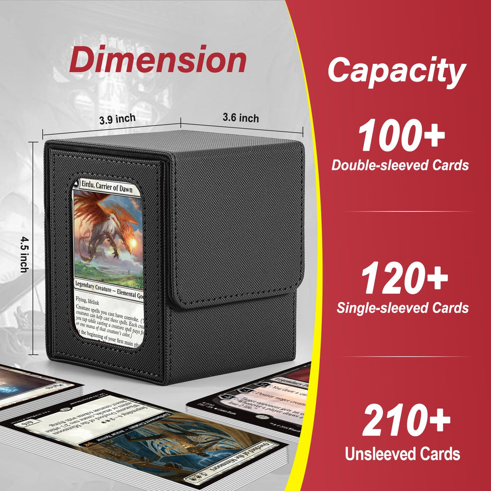 Stepane box includes two dividers and two toploaders for organization.