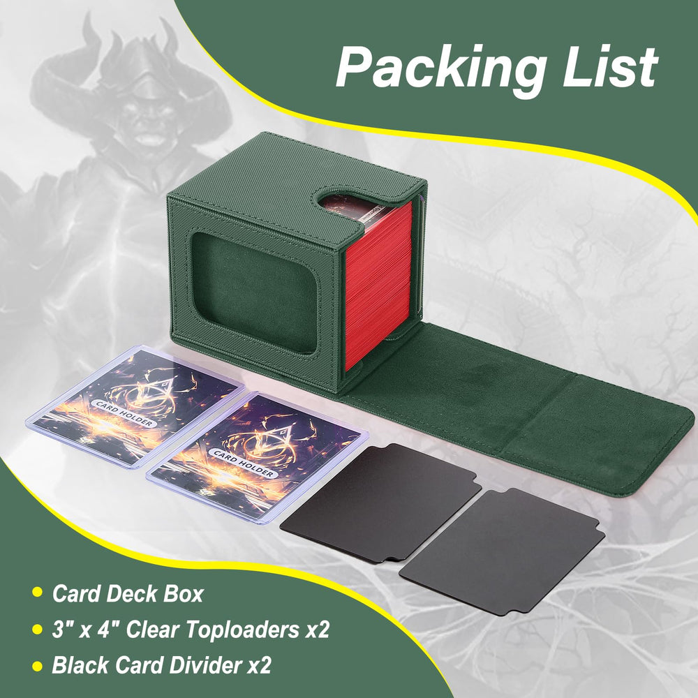 Stepane MTG deck box green PU leather shell for durable protection