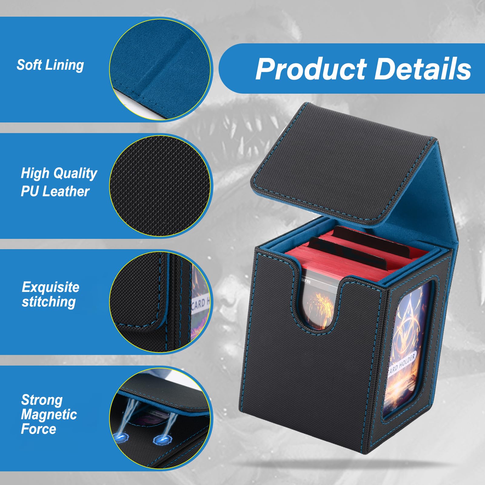 Stepane deck box fits 120 single-sleeved cards for smooth gameplay
