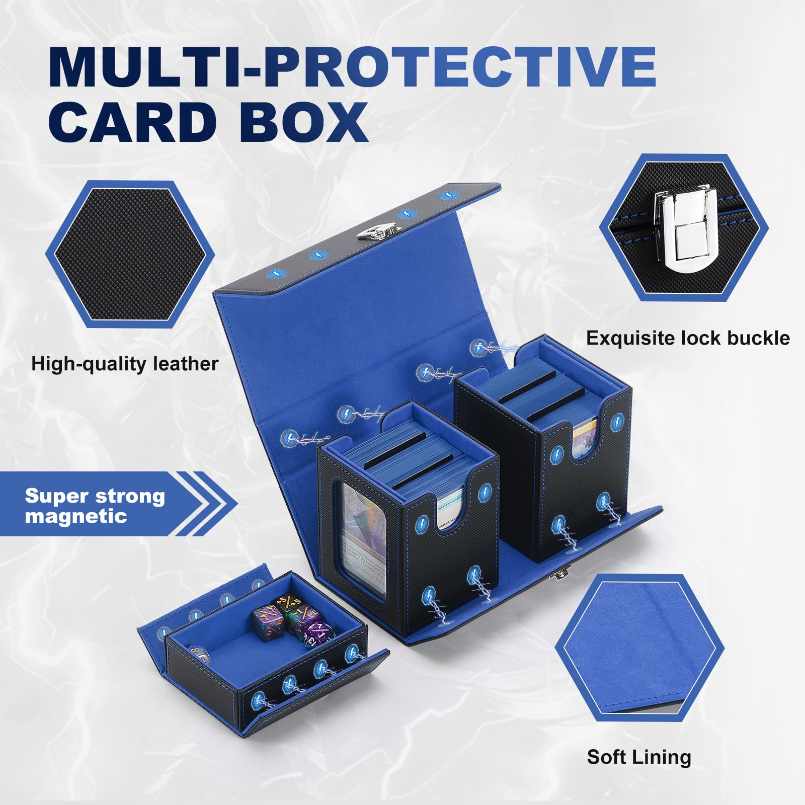 Stepane soft interior lining protects double-sleeved cards.
