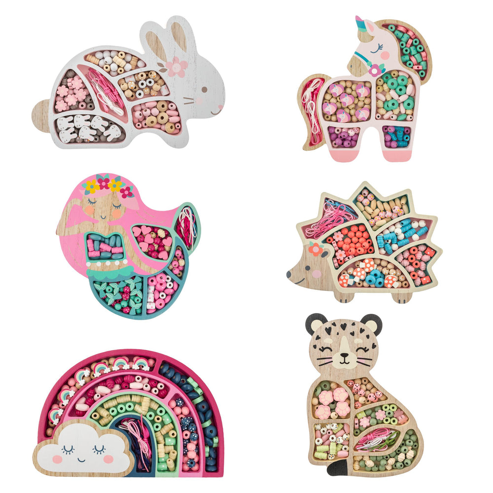 Children craft with Stephen Joseph Bead Boutique beads to create necklaces and bracelets.