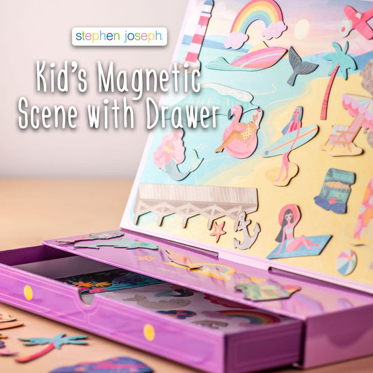 Stephen Joseph magnetic scene with drawer features zoo animals and interchangeable backdrops for on-the-go fun.