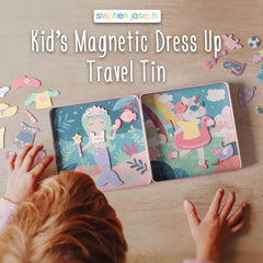 Stephen Joseph travel tin showcases magnetic pieces for on-the-go play.