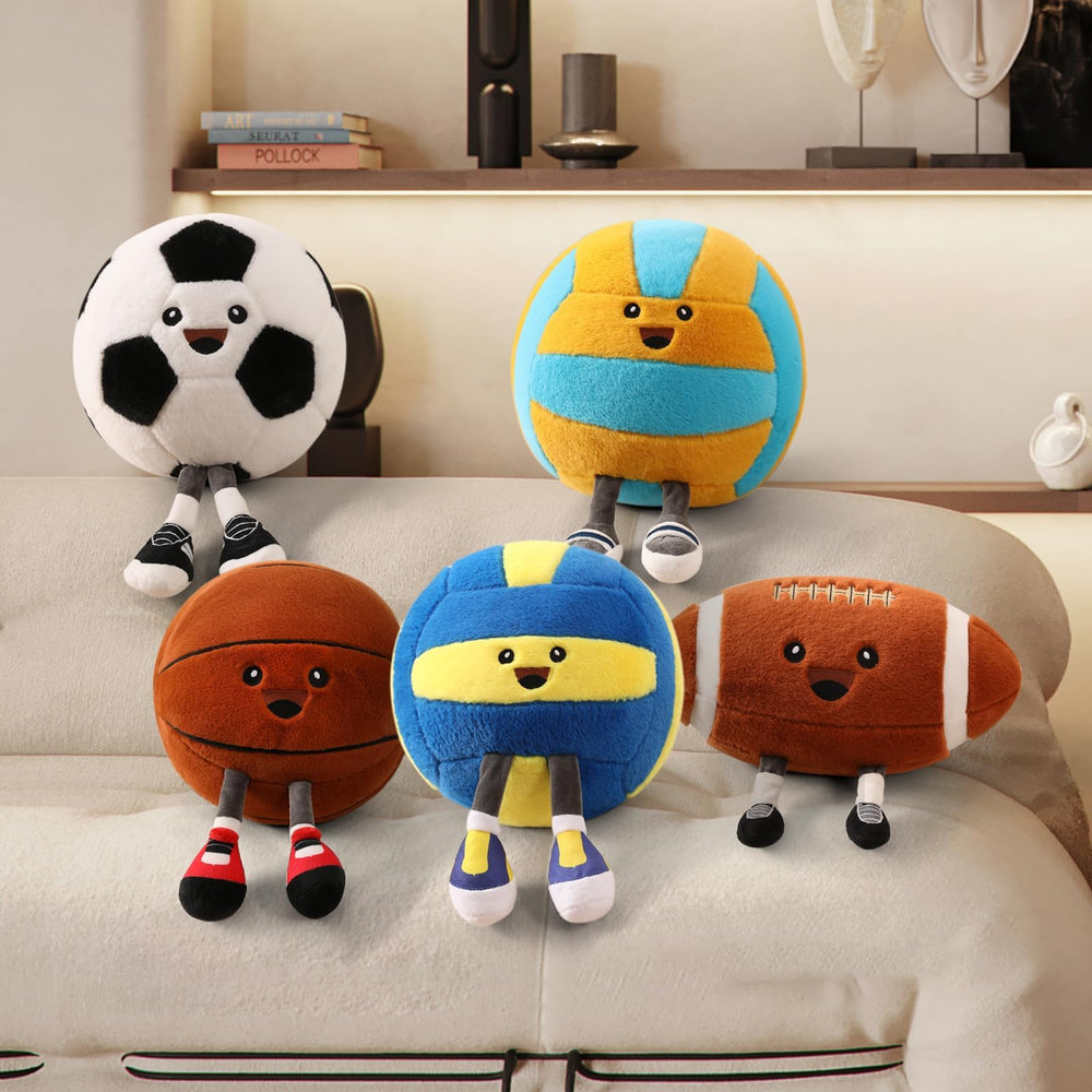 Stepxi Football Plush Pillow packaging indicates vacuum-sealed delivery and fluffing guidance.