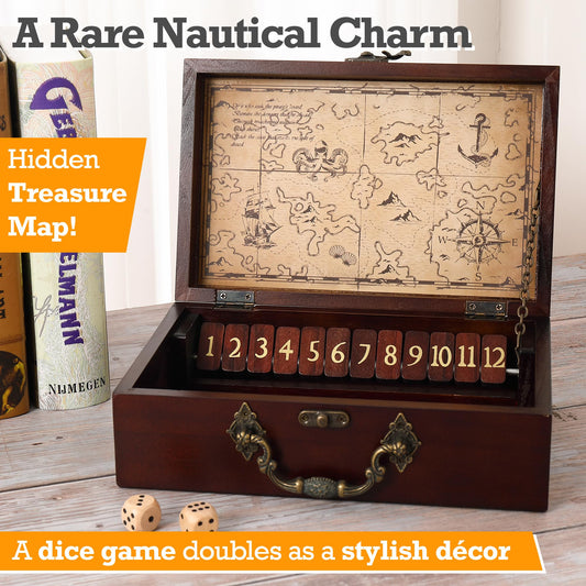STERLING Games wooden box in dark finish elevates décor and travel-ready storage.