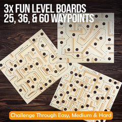 Sterling wooden labyrinth knob-control demonstration highlighting hands-on tilt action