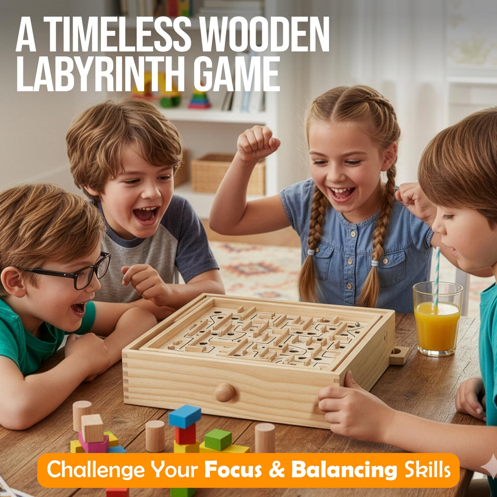 STERLING Wooden Labyrinth tilt-action close-up highlights smooth surface