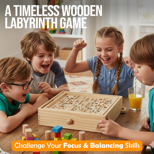 STERLING Wooden Labyrinth tilt-action close-up highlights smooth surface