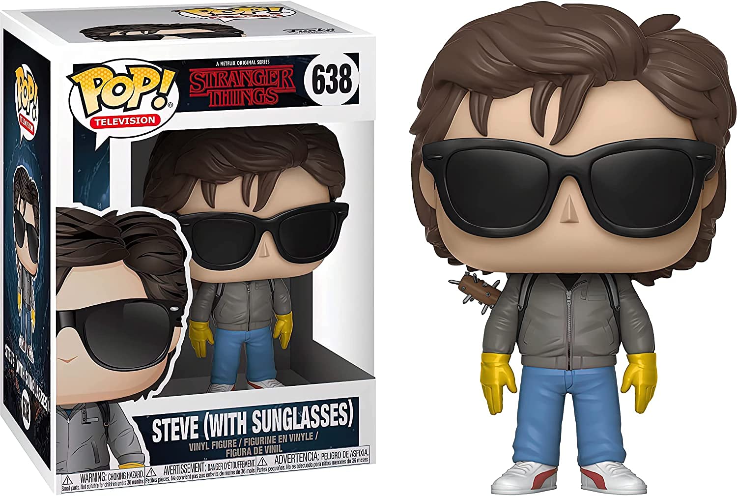 Steve Harrington Funko Pop in window box display for showcase