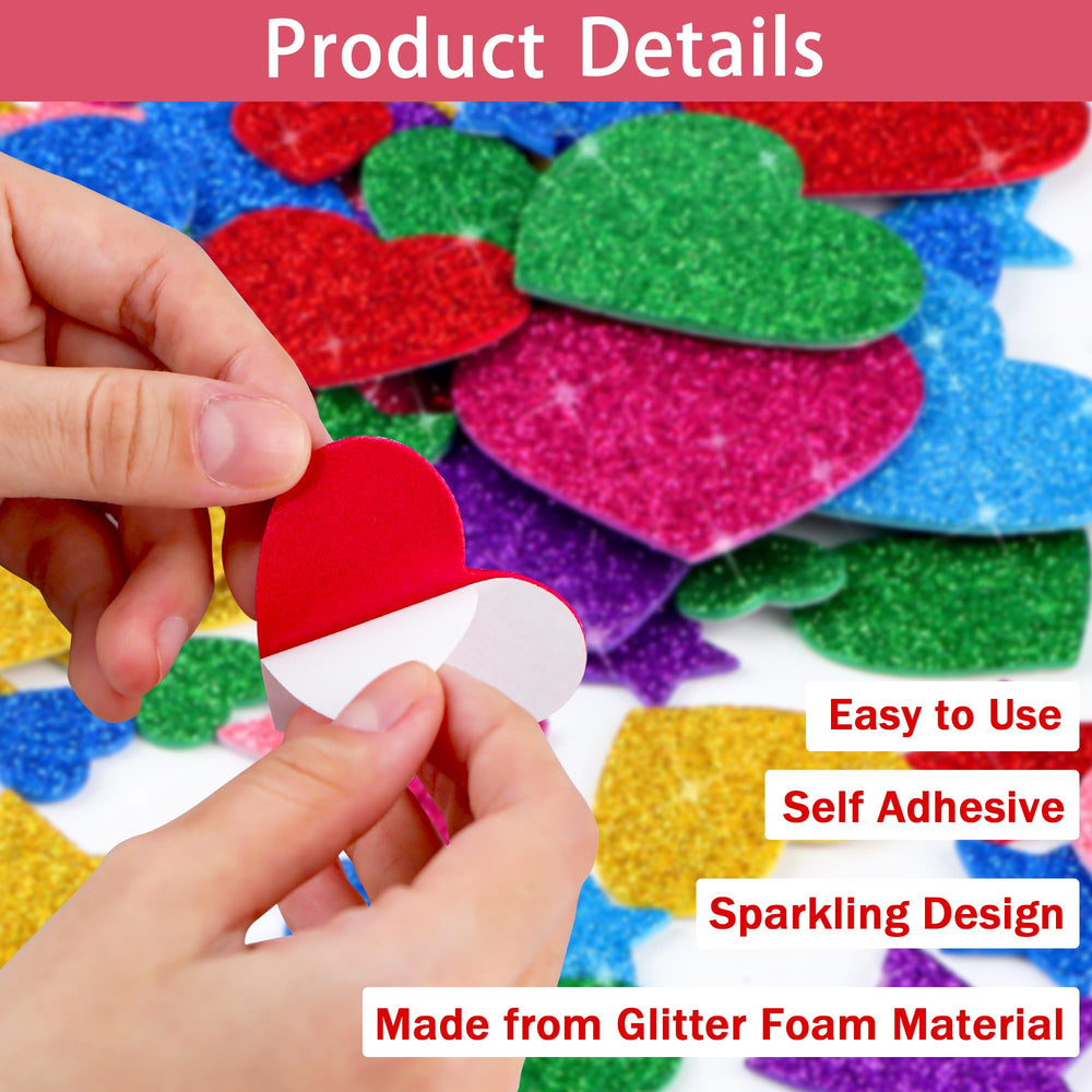 Sticeard foam heart glitter stickers in purple brighten notebooks and projects