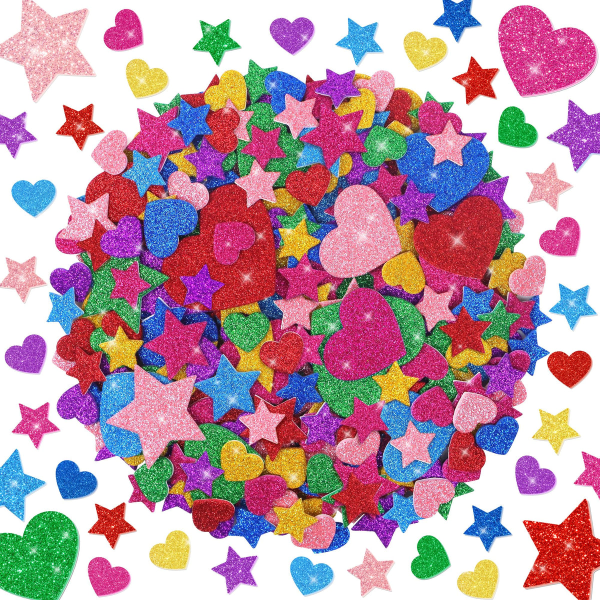 Sticeard foam heart glitter stickers in red add sparkle to scrapbooks and cards