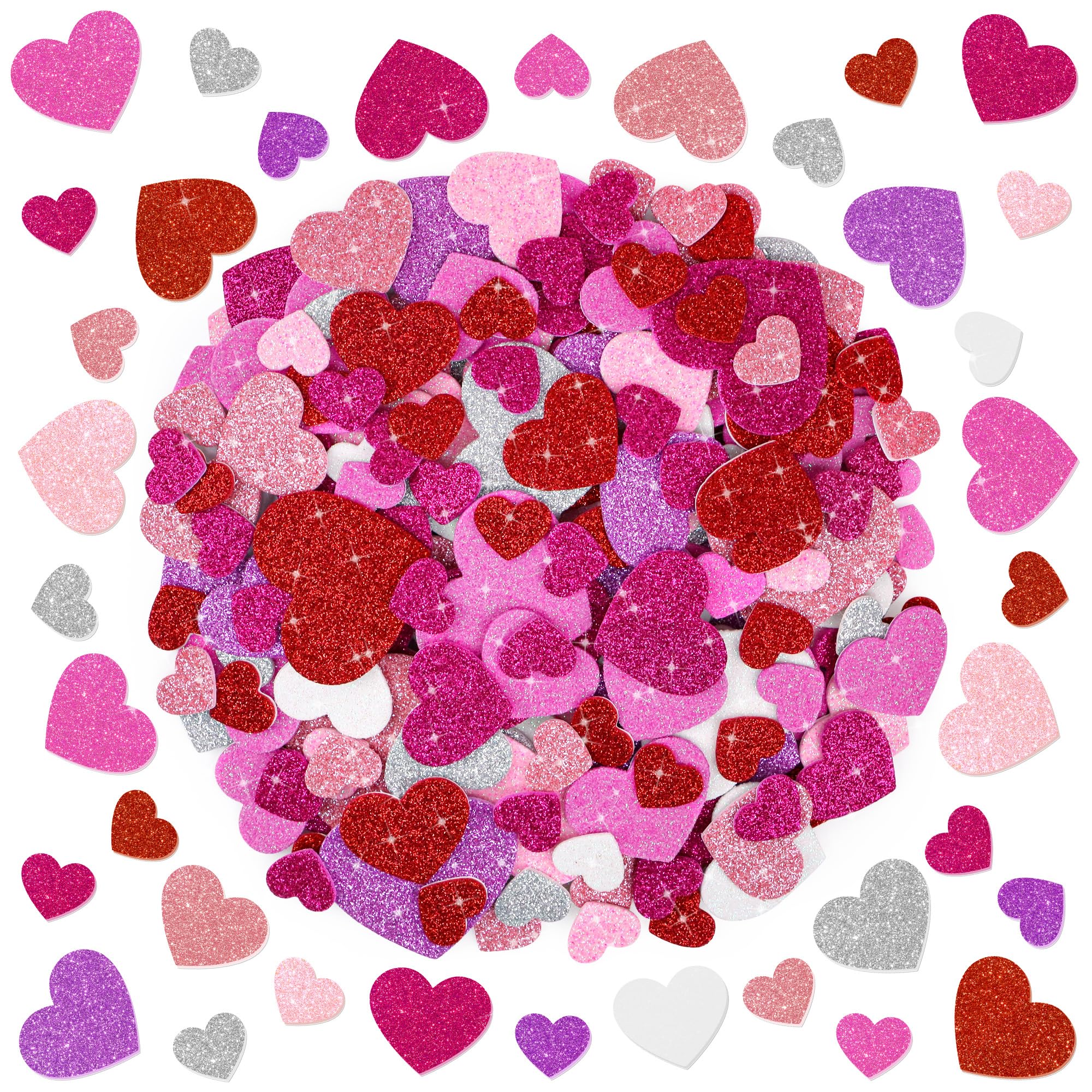 Sticeard glitter heart foam stickers pack for crafts and gifts