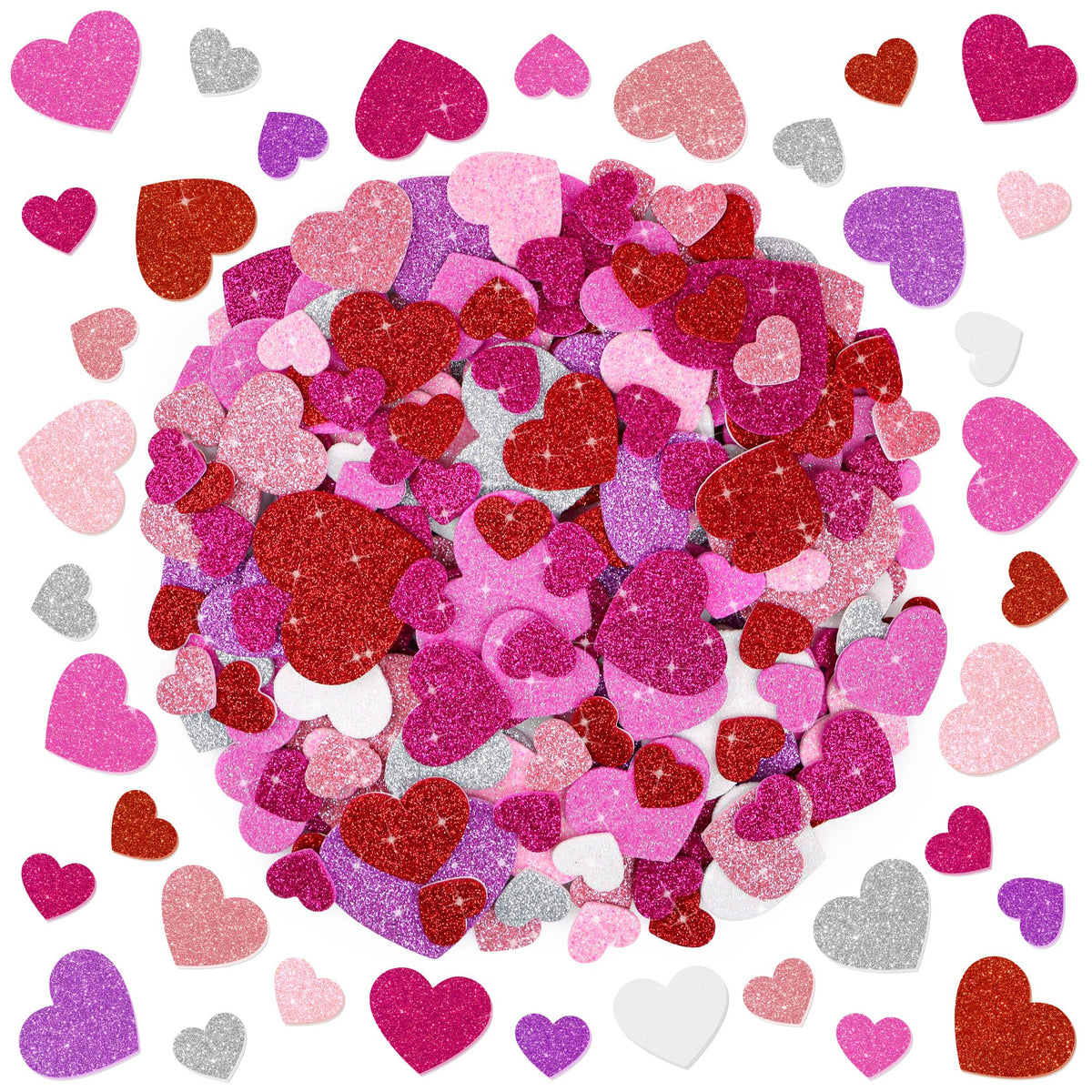 Sticeard glitter heart foam stickers pack for crafts and gifts