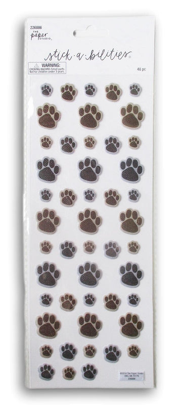 Stickabilities dog paw stickers, 3D puffy decals for scrapbooks and crafts.
