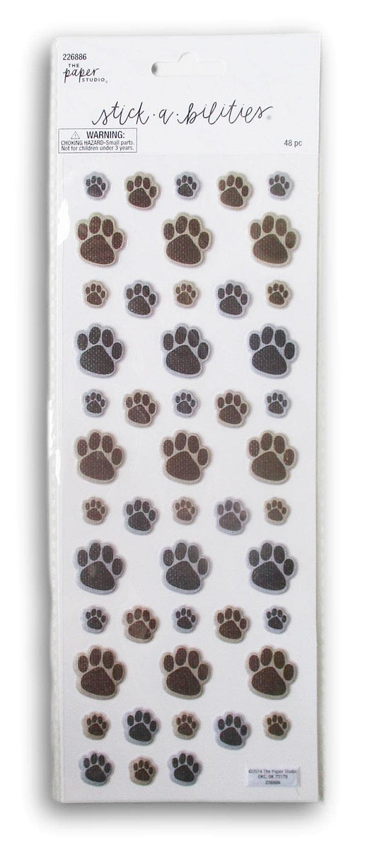 Stickabilities dog paw stickers, 3D puffy decals for scrapbooks and crafts.