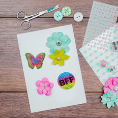 StickerBeans clear backing showcases vibrant gems on any smooth surface.