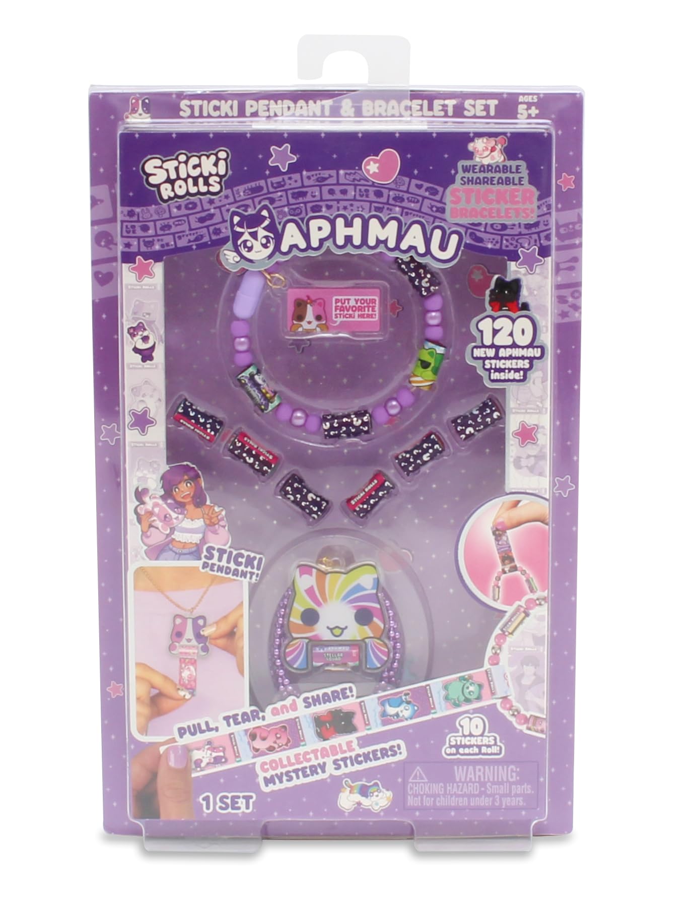 Sticki Rolls Aphmau pendant-sticker dispenser showcases portable creativity and wearable style.