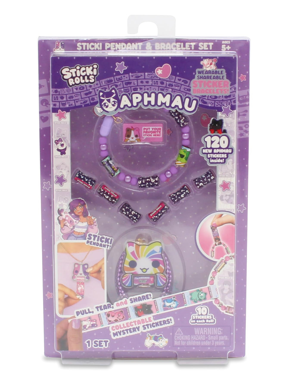 Sticki Rolls Aphmau pendant-sticker dispenser showcases portable creativity and wearable style.