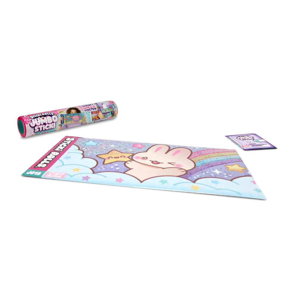 Sticki Rolls Jumbo Stickies foil sticker on a wall adds vibrant, reusable decor for kids' rooms.