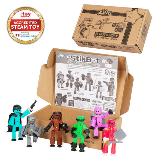 StikBot Off the Grid Clint figure ready for cinematic stop-motion scenes.
