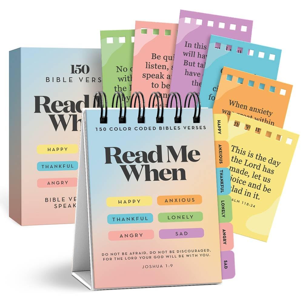Stitchers Read Me When Bible Verse Flipbook cover highlights a compact devotional gift.