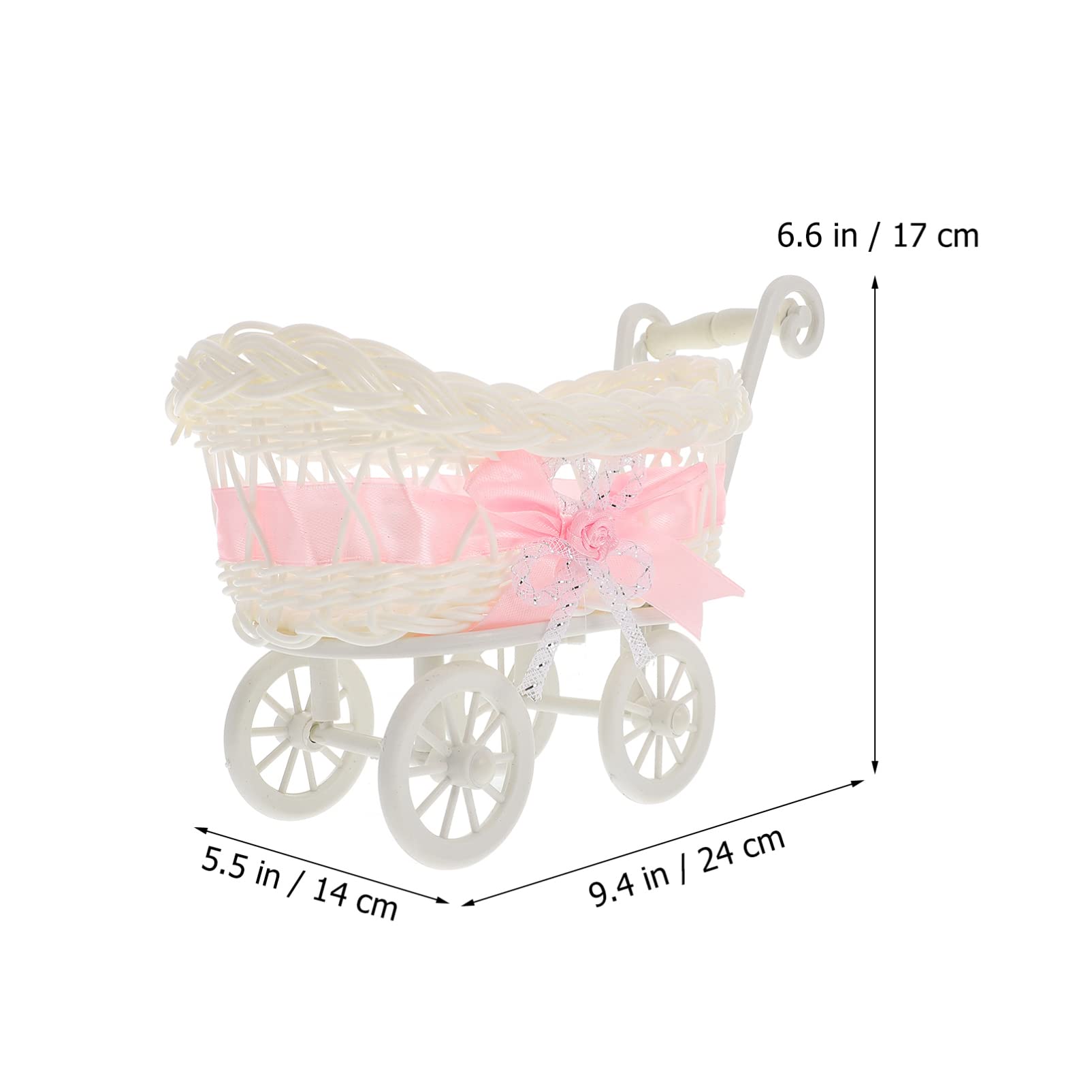 STOBOK wicker baby carriage basket versatile storage for snacks and trinkets.