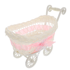 STOBOK wicker baby carriage basket top view shows a charming centerpiece for parties.