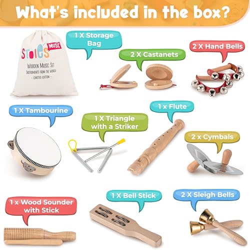 Stoie's wooden toddler castanets for coordinated hand movement