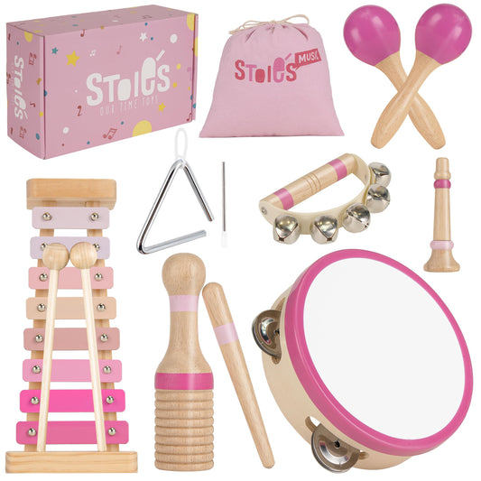 Stoie's wooden xylophone with mallets for toddlers, inviting rhythm exploration.