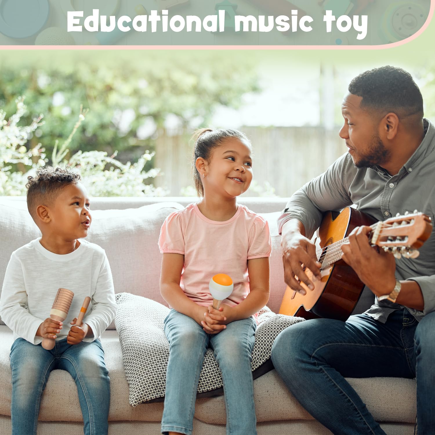 Stoie's wooden hand bell for gentle tones during play.
