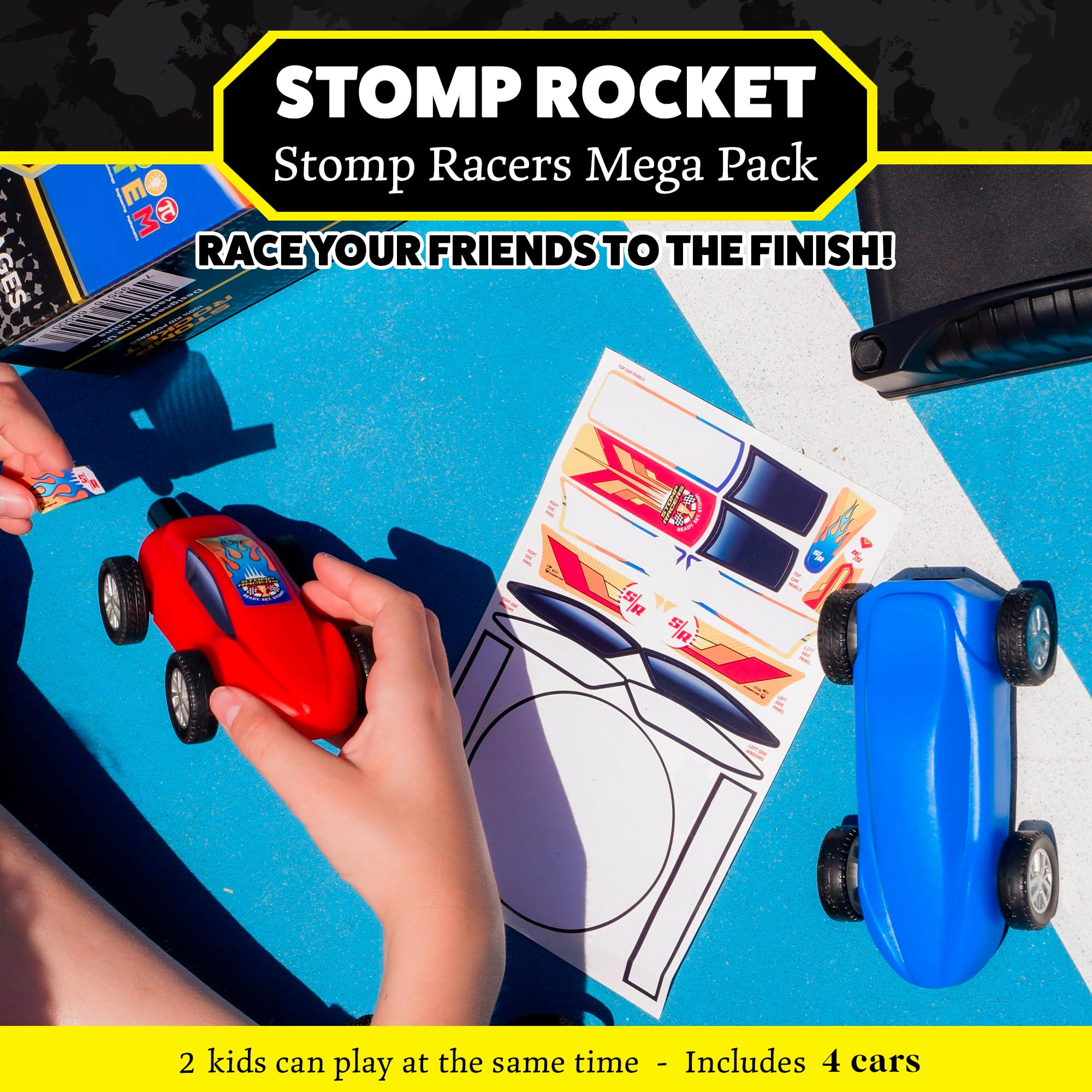 Stomp Rocket Mega Pack launchers in action deliver kid powered excitement