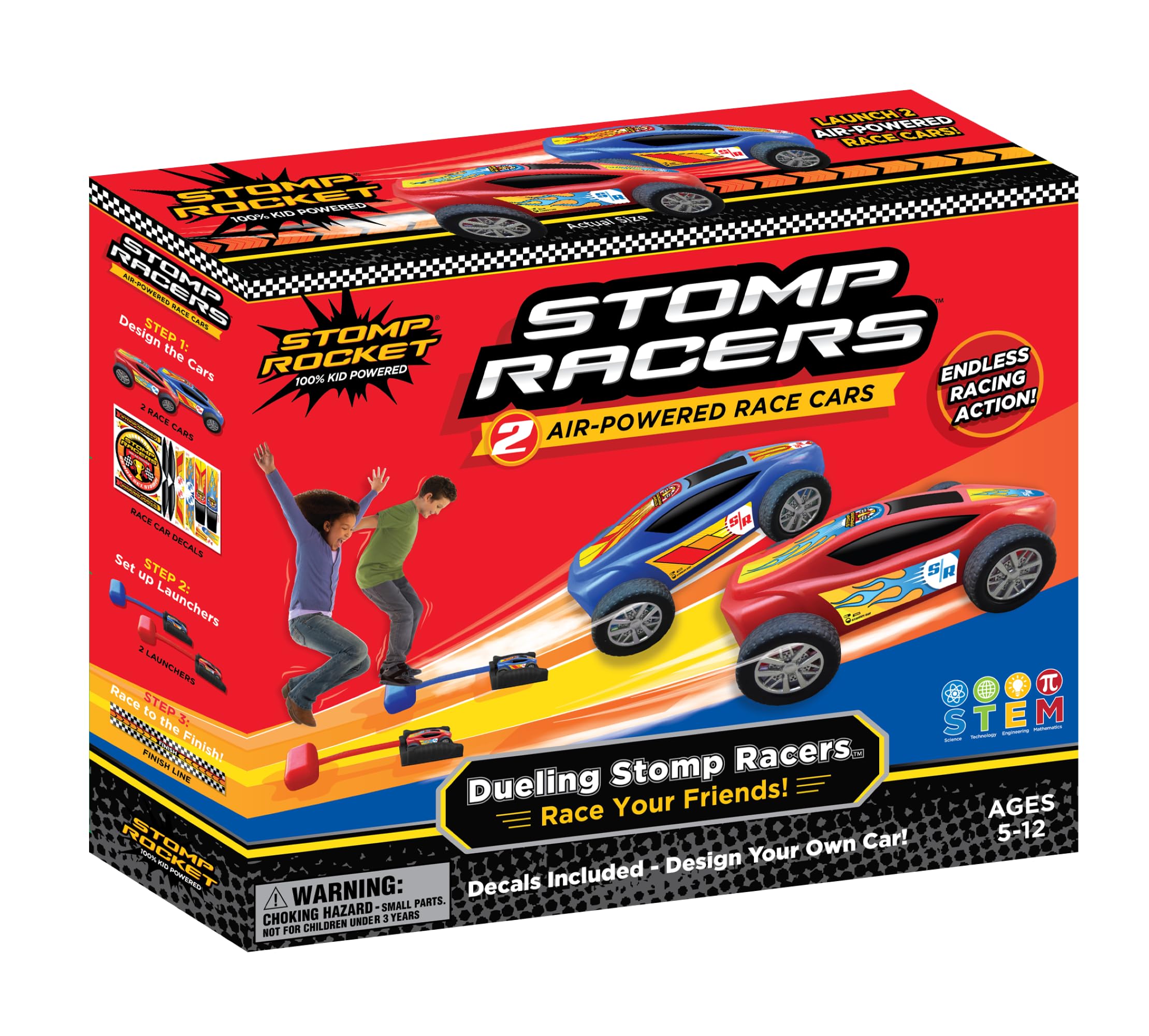 Stomp Rocket dueling racers pack for backyard race play and friendly competition.