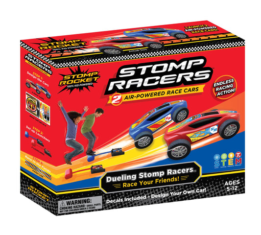 Stomp Rocket dueling racers pack for backyard race play and friendly competition.