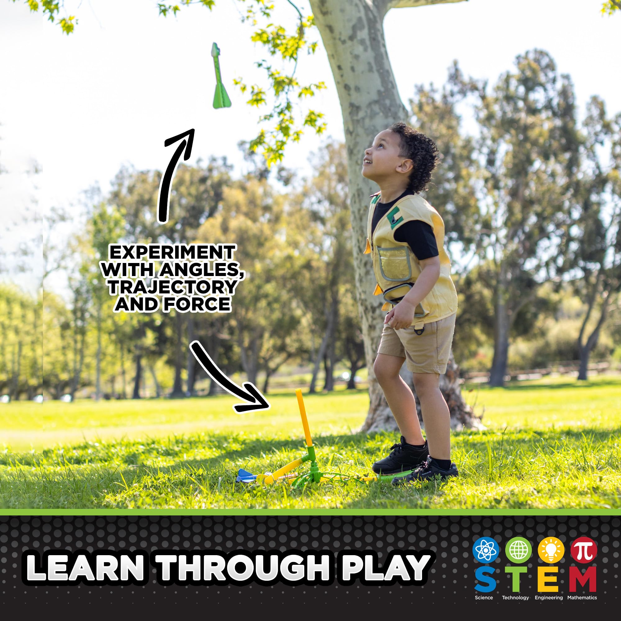 Stomp Rocket foam fin detail emphasizes durable outdoor action.