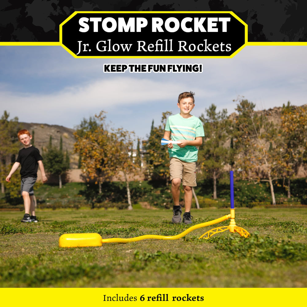 Stomp Rocket Jr glow foam rockets with glow tips for evening play.