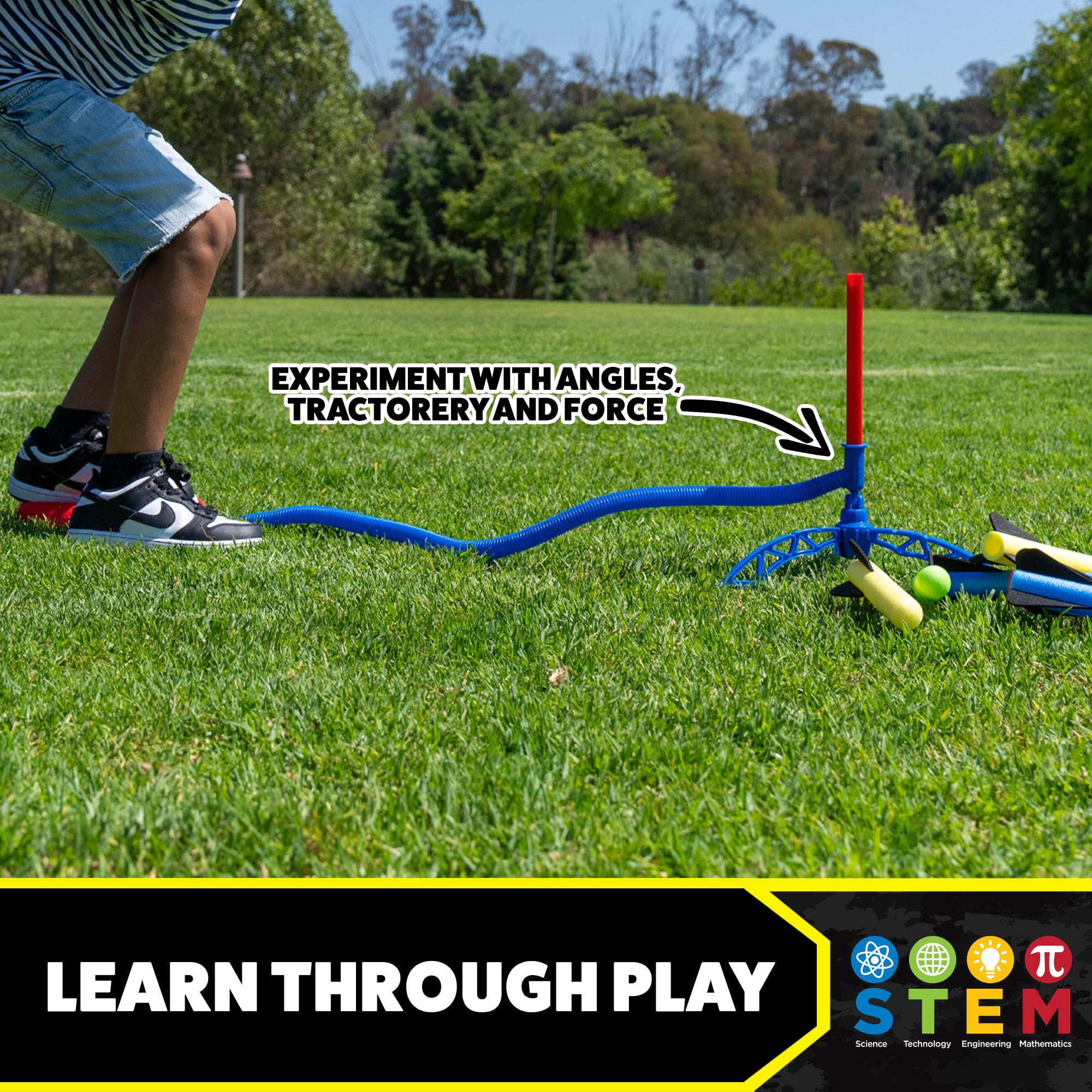 Stomp Rocket Jr red rocket designed for energetic stomping play.