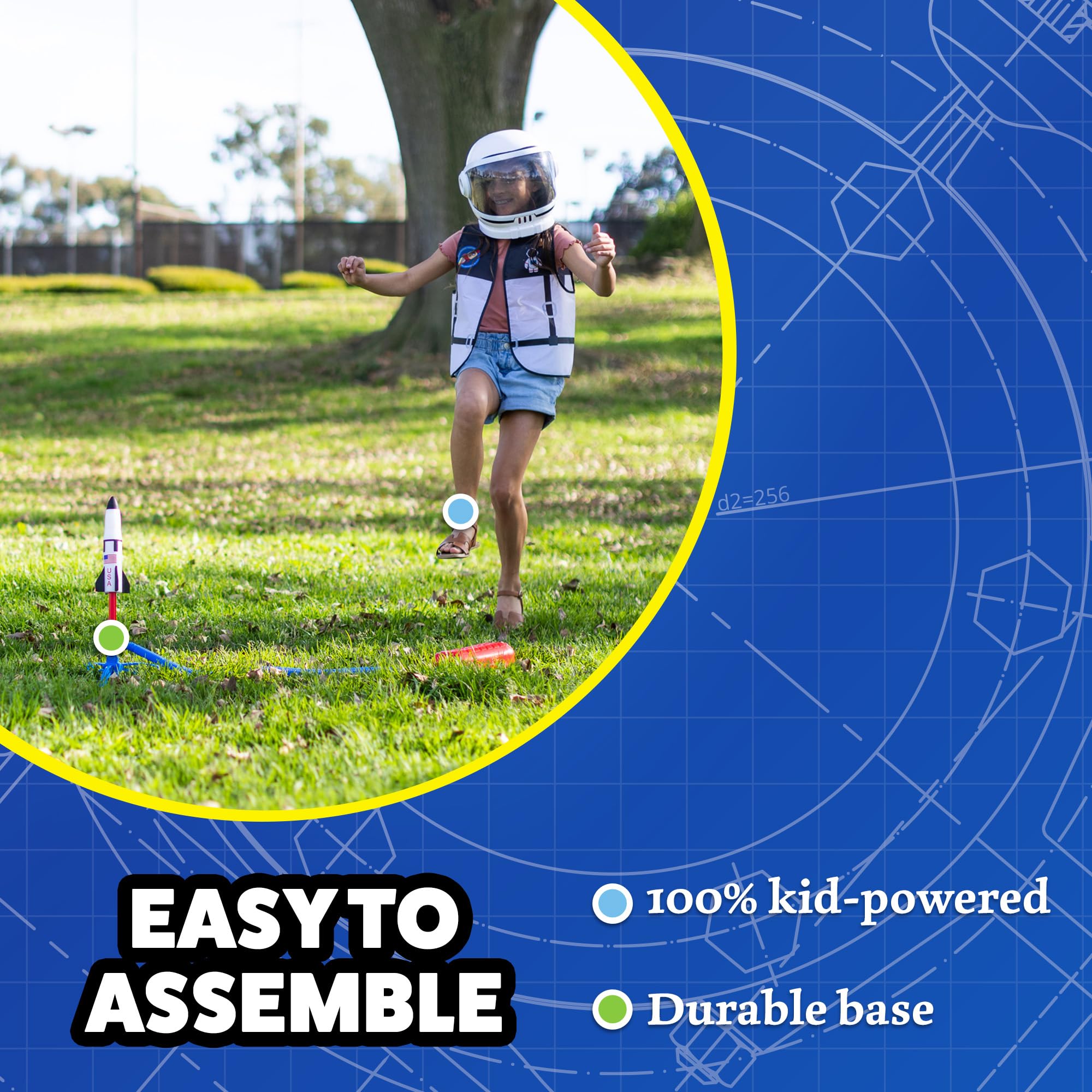 Stomp Rocket Space Collection Adjustable launch stand helps kids explore trajectory and force.