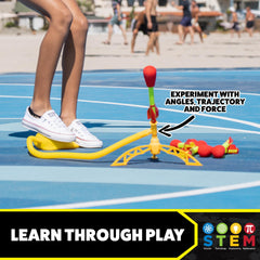 Stomp Rocket Ultra Refill shows easy assembly for kids aged five and up