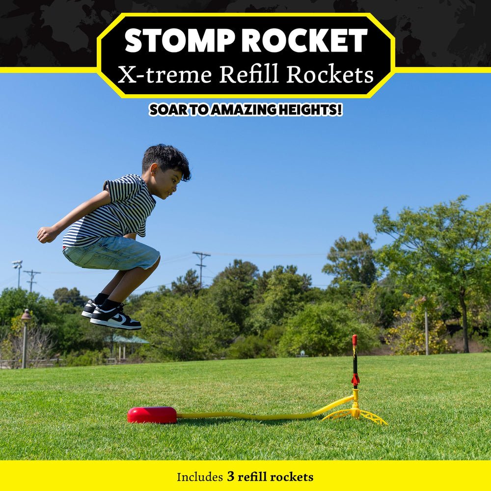 Stomp Rocket X-Treme rockets with flame decals for customization