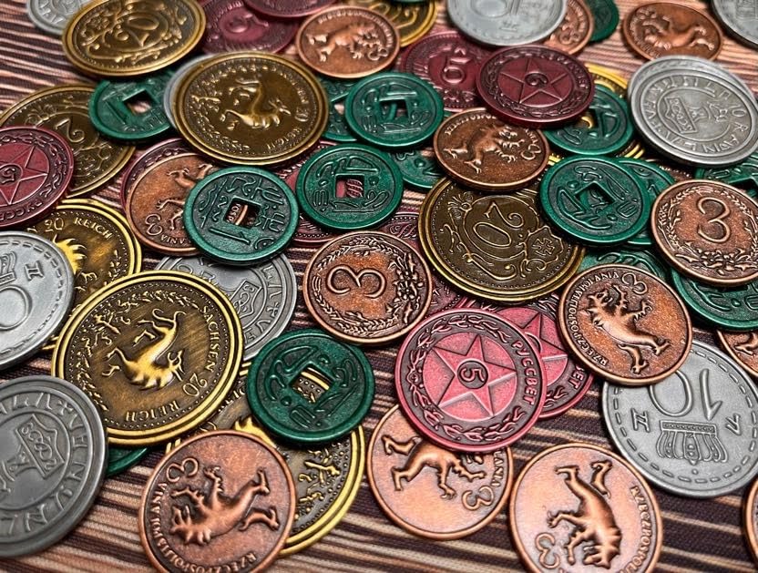 Stonemaier metal coins for Scythe gold 20 coin premium look.