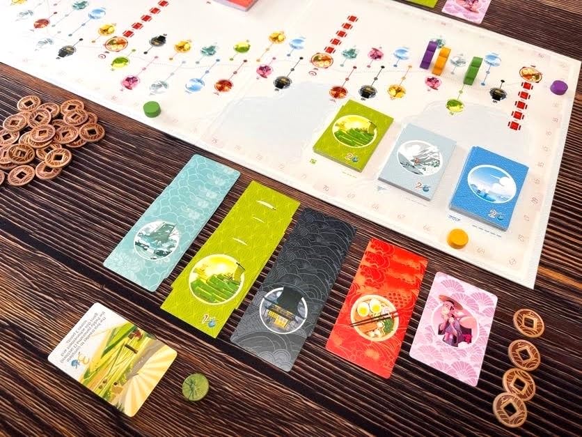 Stonemaier Tokaido Solo Pack inns, farm, meals and souvenirs enrich the journey