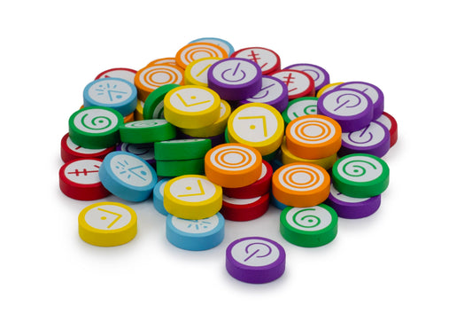 Stonemaier Games Vantage wooden skill tokens laid out for easy tracking