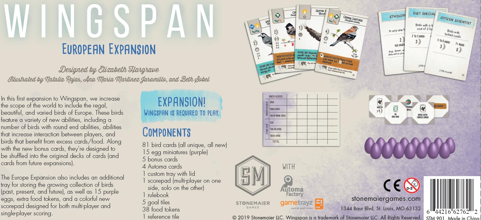 Stonemaier Wingspan European Expansion eco-friendly packaging supports sustainable tabletop play.