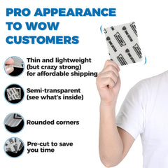 Slim, lightweight sheets fit inside standard mailing envelopes for efficient shipping.